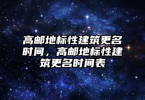 高郵地標性建筑更名時間，高郵地標性建筑更名時間表